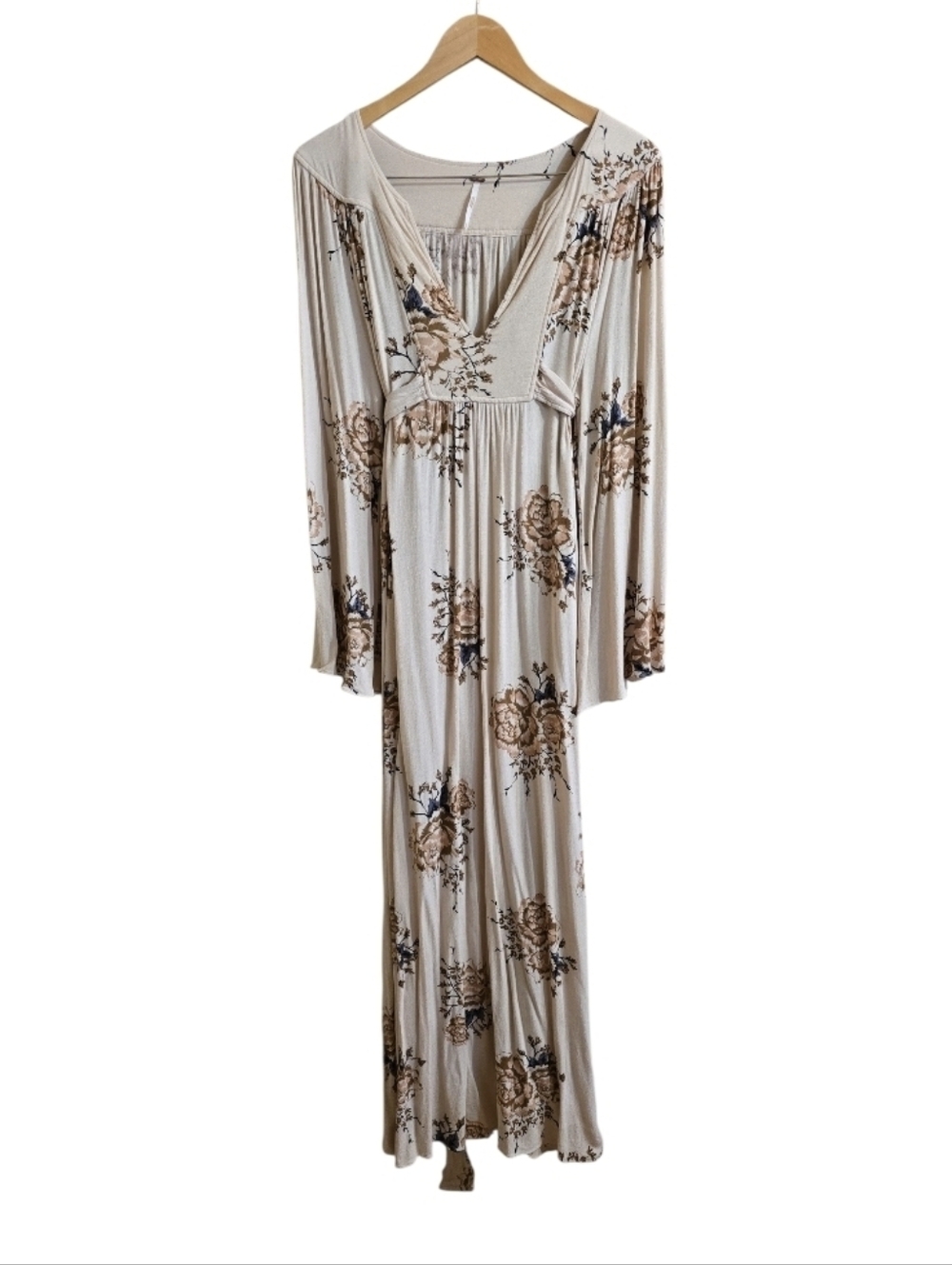 Free People Wild Laurel Boho Floral Bell Sleeve Empire Waist Maxi Dress. Large - Picture 2 of 8